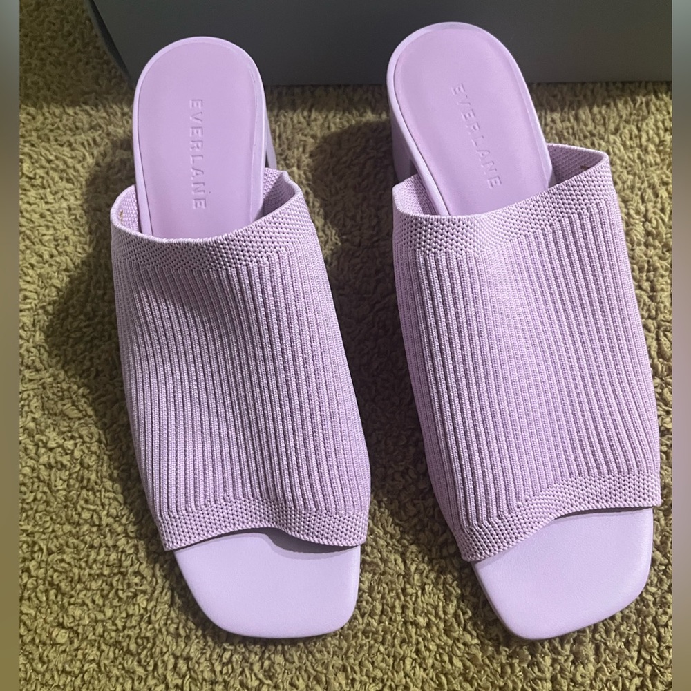 EVERLANE The Glove Mule In Reknit Lilac Square Toe Slip On Mid Heel 7 NIB!